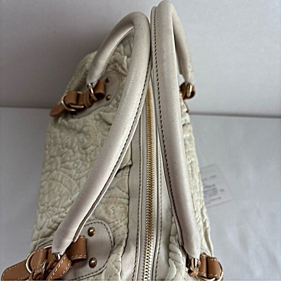 Etro Milano rare Quilted Beige Handbag Leather Trim 1B896-2198 Authentic - Picture 9 of 16